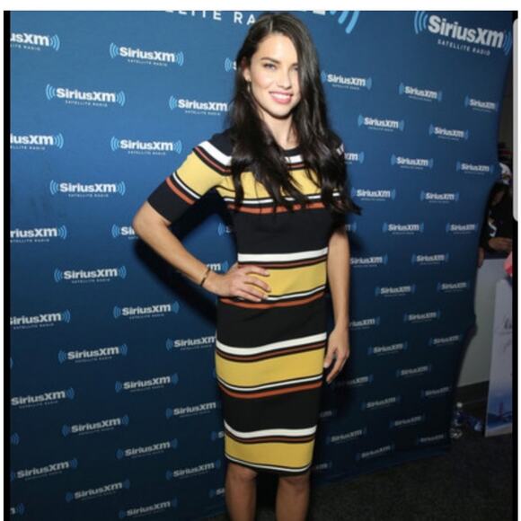 INTERMIX Wyatt Rib Knit Dress Striped Sweater Midi Half Sleeves Crew Medium EUC - Picture 7 of 15